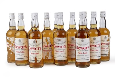 Lot 299 - Twelve 75cl bottles of Dewars white label,...