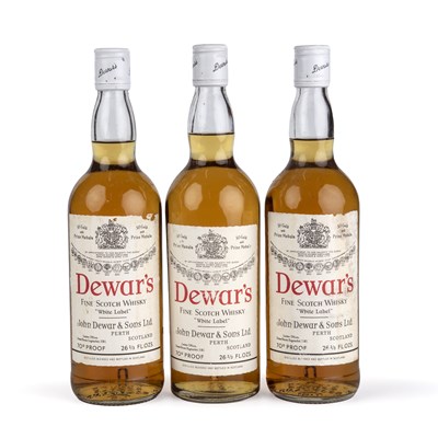 Lot 297 - Three 75cl bottles of Dewars white label, fine...