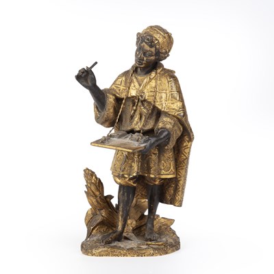 Lot 291 - A late 19th century cold painted bronze figure...