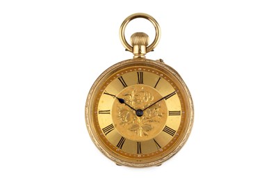 Lot 113 - An open face fob watch, the gilt dial with...