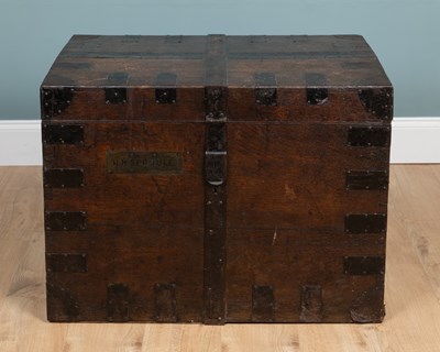 Lot 526 - A 19th century iron-bound oak silver chest