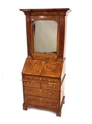 Lot 82 - An 18th century walnut bureau bookcase of...