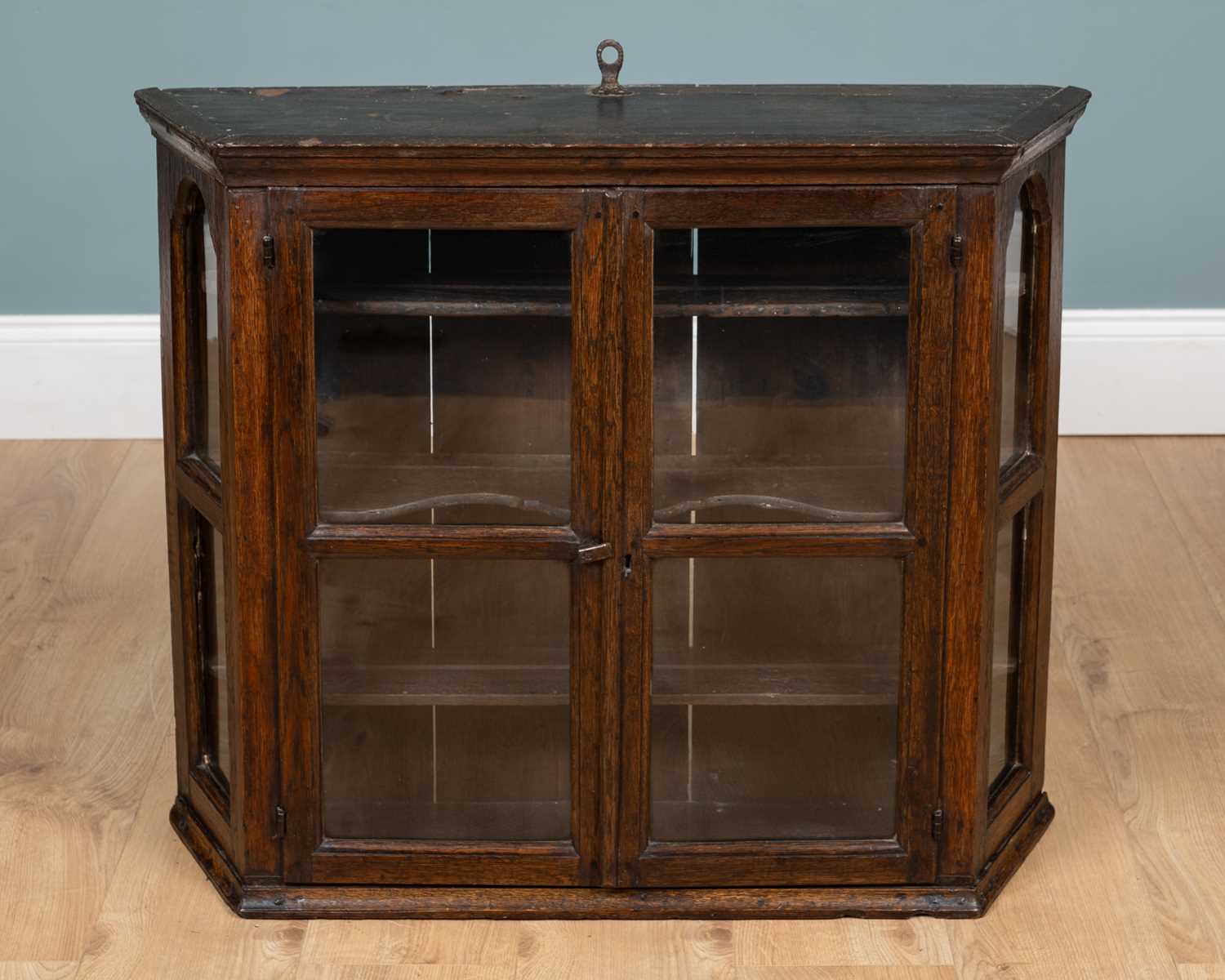 Lot 1165 - An 18th century Dutch oak wall cabinet
