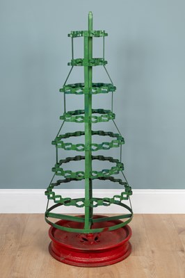 Lot 1503 - A green-painted rotating bottle drying rack