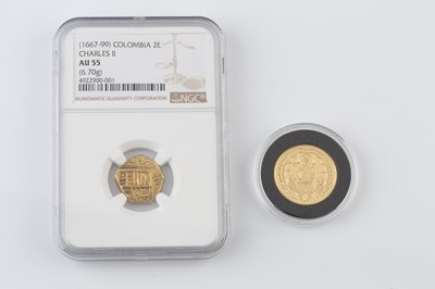 Lot 224 - A Colombia Charles II doubloon (2 escudo) coin,...