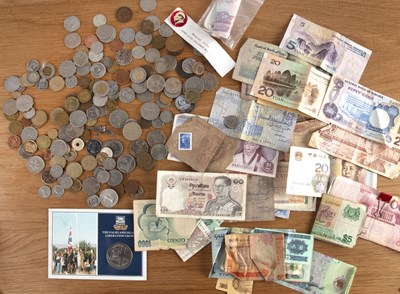 Lot 435 - Large collection of currency to include coins...