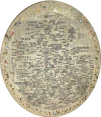 Lot 44 - A George III silk map sampler of England and...