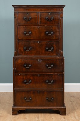 Lot 184 - An early 20th century mahogany small chest on chest