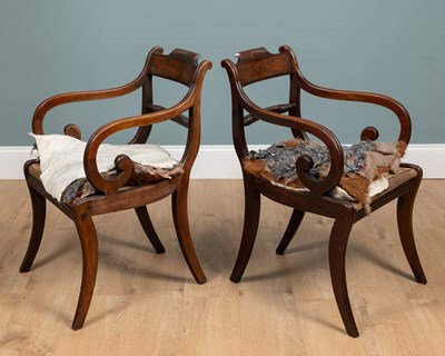 Lot 374 - A pair of Georgian mahogany carver chairs