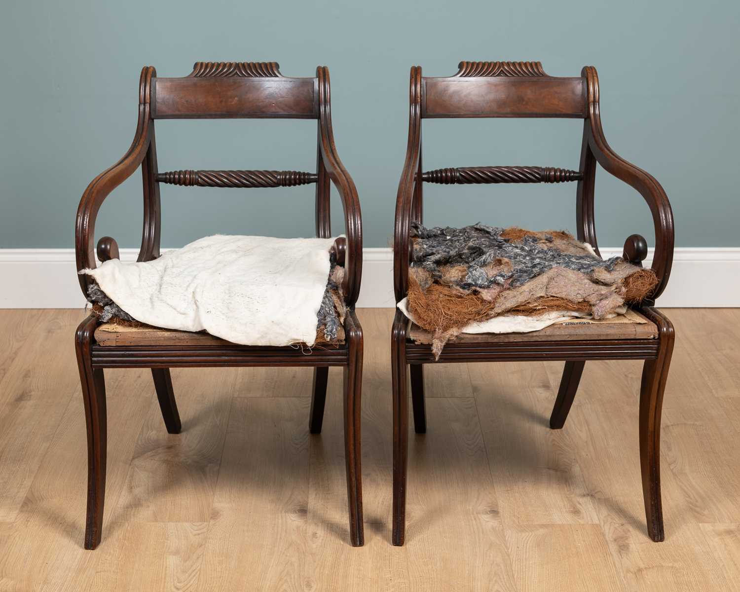 Lot 374 - A pair of Georgian mahogany carver chairs