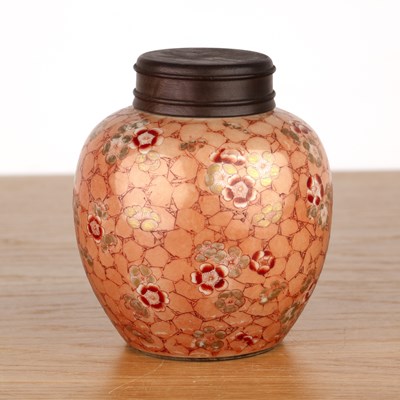 Lot 84 - Iron red decorated small porcelain ginger jar...