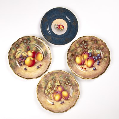 Lot 283 - Four Royal Worcester plates three decorated...