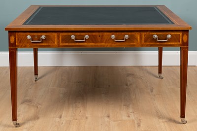 Lot 292 - A 20th century tulipwood and walnut writing table