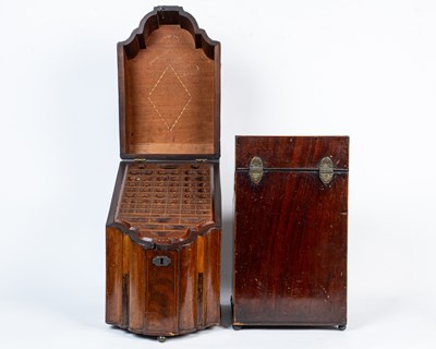 Lot 473 - A pair of George III mahogany knife boxes