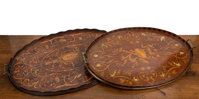 Lot 527 - Two early 20th century mahogany oval trays