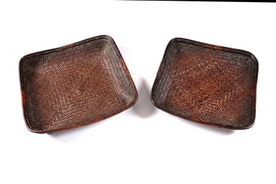 Lot 436 - Two Congo woven square rattan trays 60cm