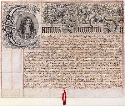 Lot 792 - A Charles II parchment document with twenty...