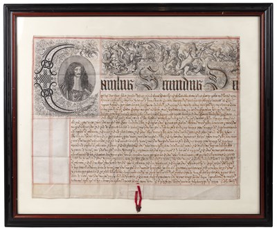 Lot 792 - A Charles II parchment document with twenty...