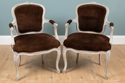 Lot 200 - A pair of 19th century French Rococo-style armchairs