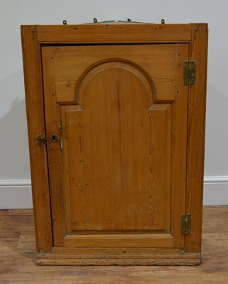 Lot 67A - Pine corner cupboard Victorian, with arched...