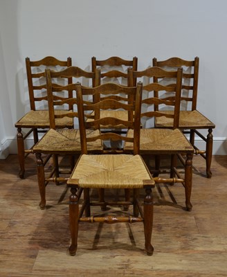 Lot 68A - Six Country ladderback chairs 19th Century,...