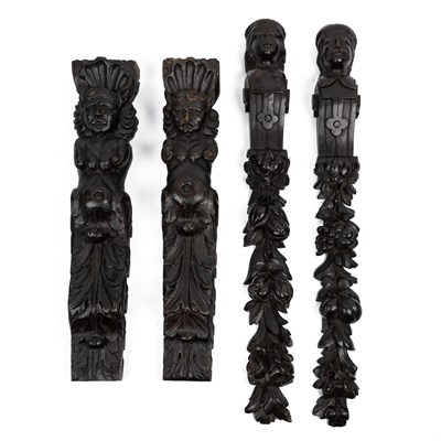 Lot 356 - Two pairs of 19th century carved oak terms