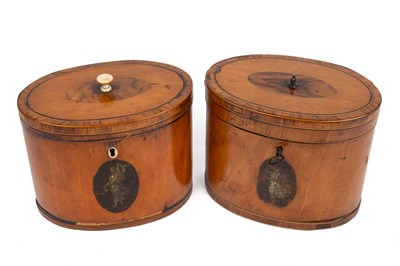 Lot 322 - Two Georgian satinwood tea caddies
