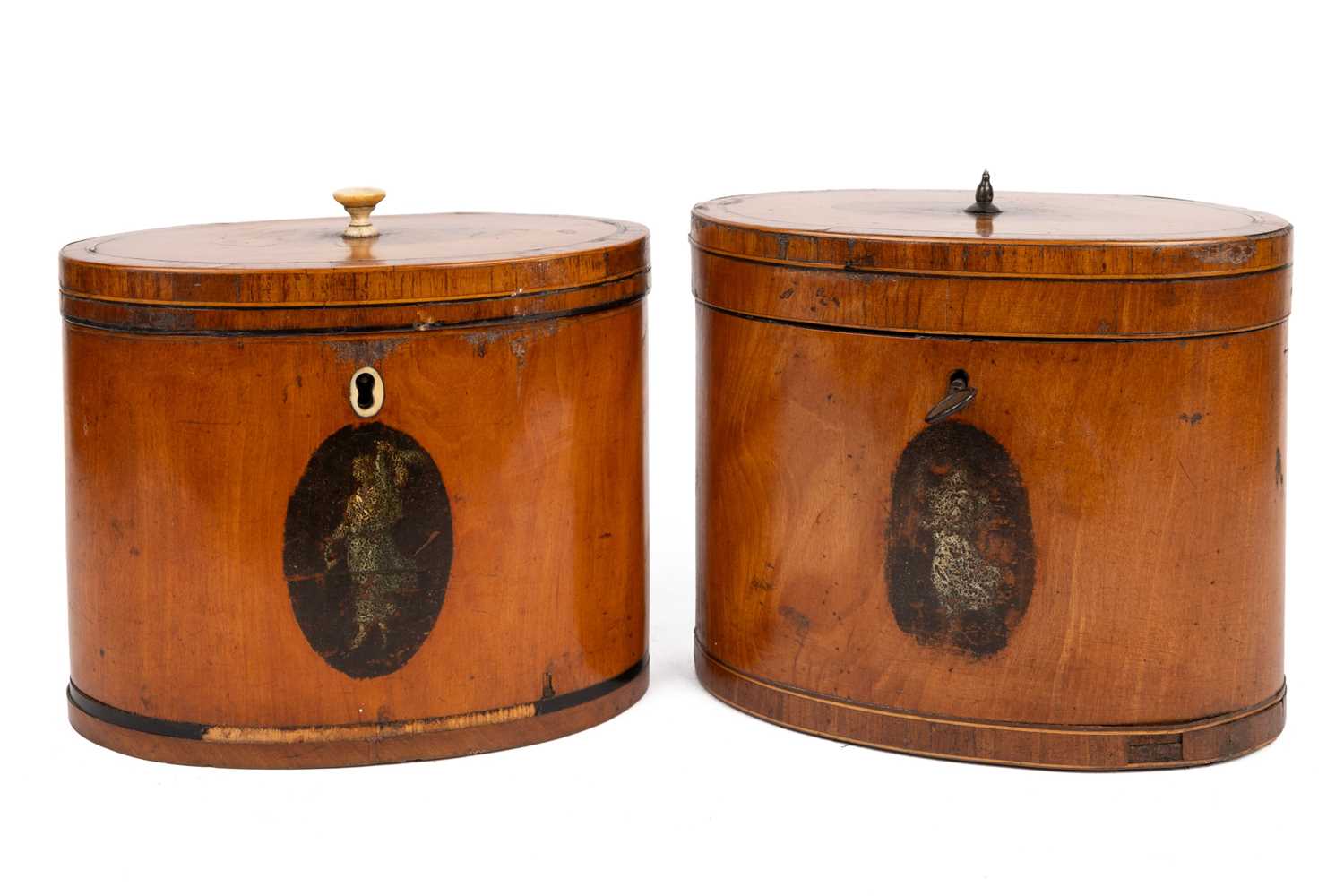 Lot 322 - Two Georgian satinwood tea caddies