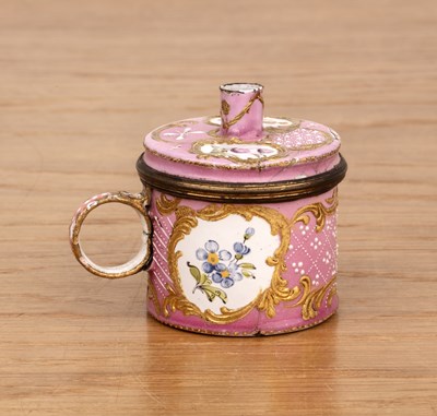 Lot 293 - Battersea enamel cylindrical taper stick...