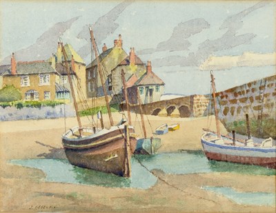 Lot 89 - James Heseldin (1887-1969) Cornish Village...