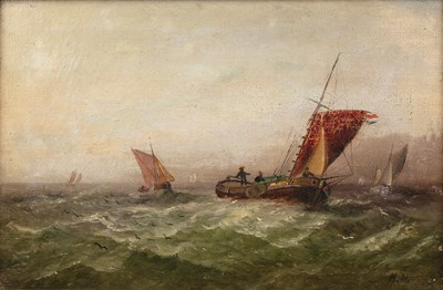 Lot 435 - M* H* (19th century) Fishing vessels at sea,...