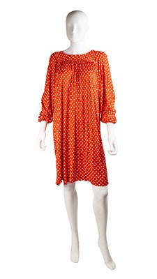 Lot 266 - A BIBA rusty red, short, babydoll 60's dress,...