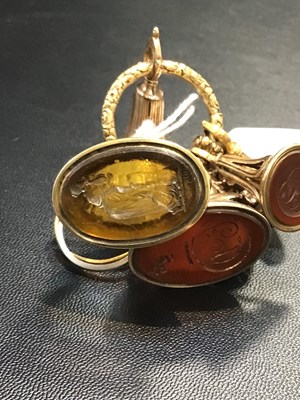 Lot 84 - A collection of 19th century fob seals, with...