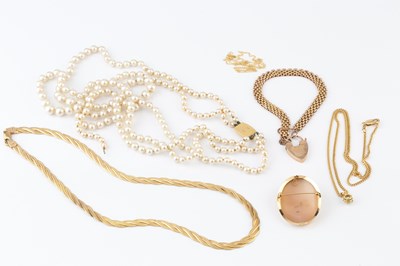 Lot 287 - A 9ct gold collar necklace, of flattened...