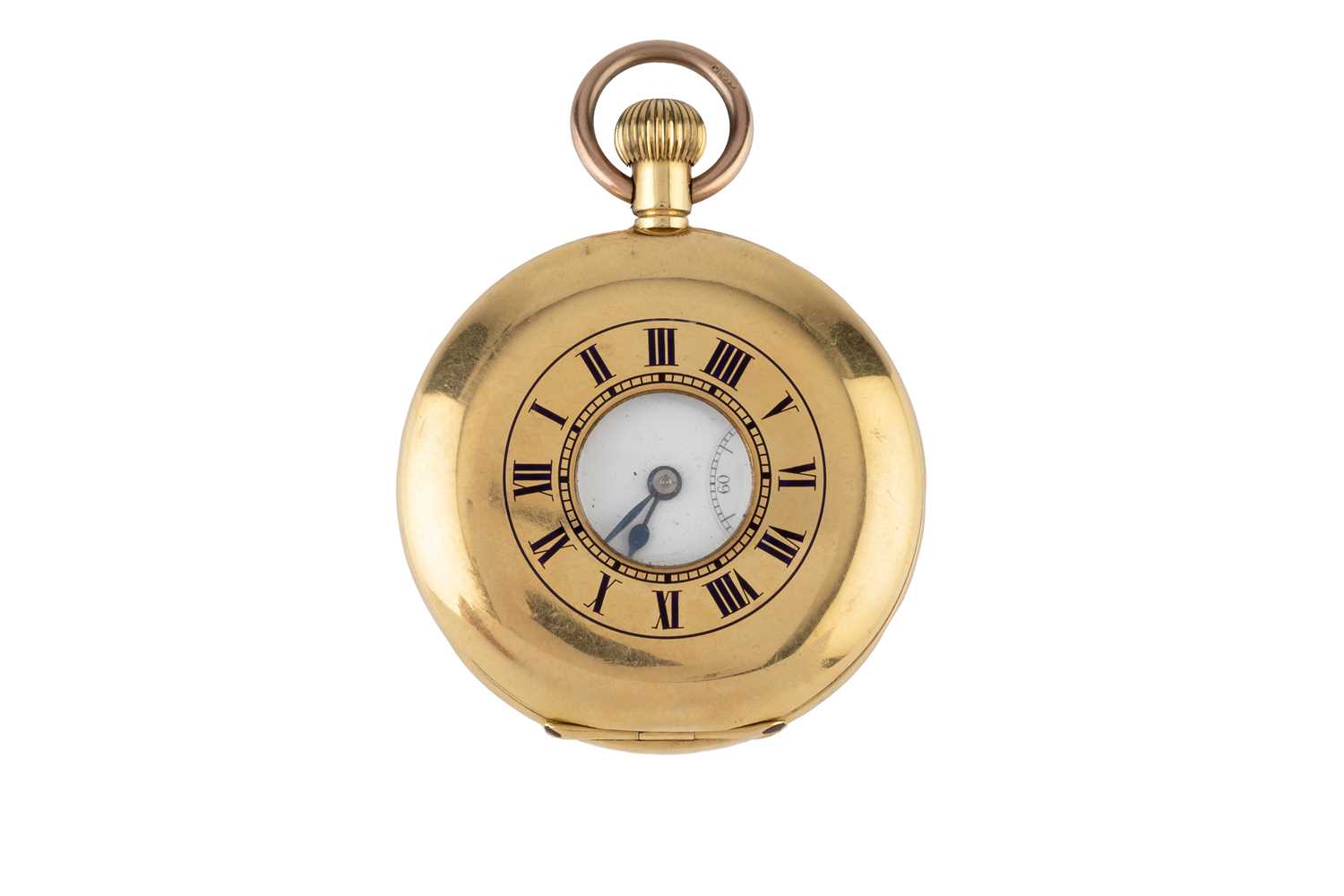 Lot 280 - An 18ct gold half hunter pocket watch, the...