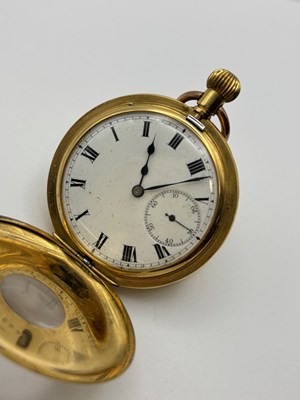 Lot 280 - An 18ct gold half hunter pocket watch, the...