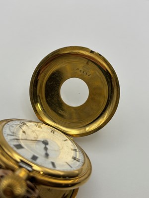 Lot 280 - An 18ct gold half hunter pocket watch, the...