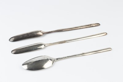 Lot 501 - A George II silver marrow spoon, by Jeremiah...