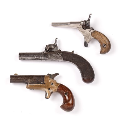 Lot 285 - Three antique pistols, including a rimfire...