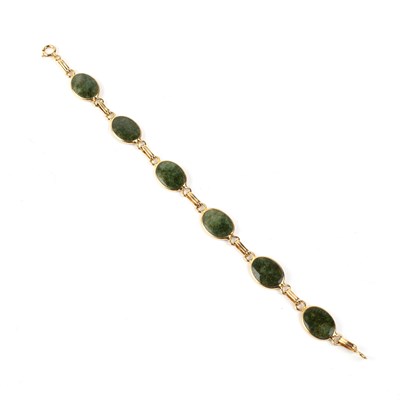 Lot 162 - Jade panel bracelet Chinese, 20th Century with...