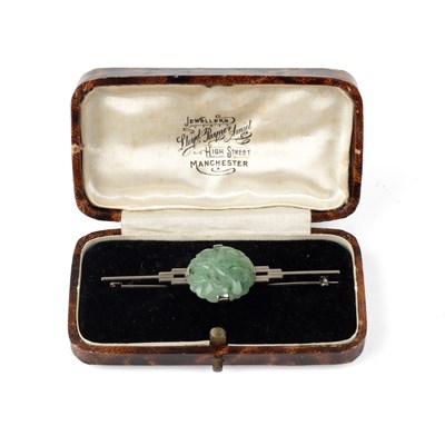 Lot 161 - Jade carved brooch 20th Century, Art Deco with...