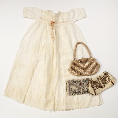 Lot 309 - Three beadwork bags and a child's christening...
