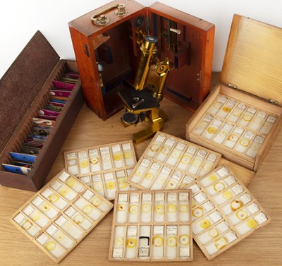 Lot R and J Beck Ltd A brass microscope with...