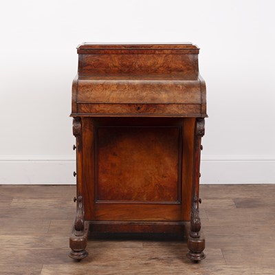 Lot 58 - Burr walnut davenport Victorian, with lift-up...