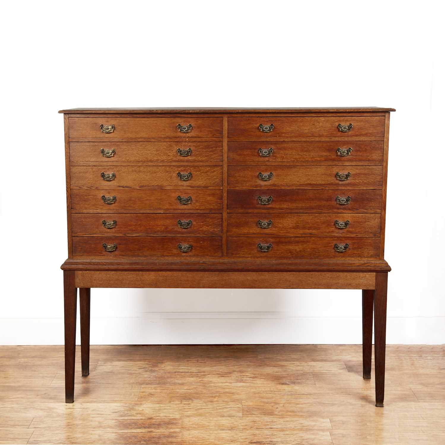 Lot 1 - Oak collectors cabinet on stand comprising...