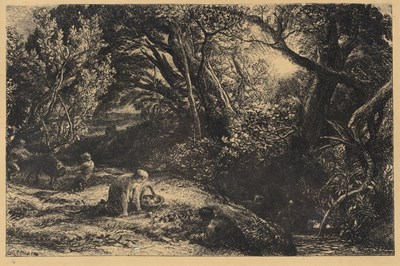 Lot 60 - After Samuel Palmer The Bellman, monochrome...