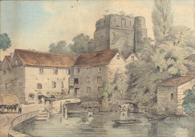 Lot 194 - J. Linden (19th century) Oxford castle, signed...