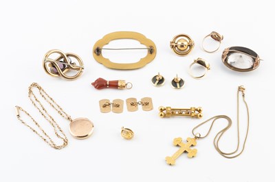 Lot 324 - A half pearl cross pendant, with reverse...