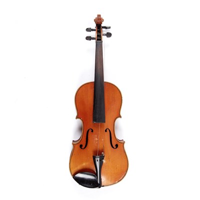 Lot 135 - A violin with two piece back, of pale brown...