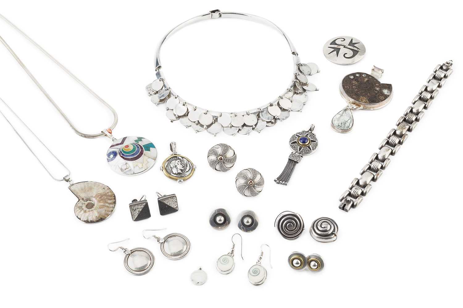 Lot 346 - A Mexican collar necklace, of hinged torc form,...